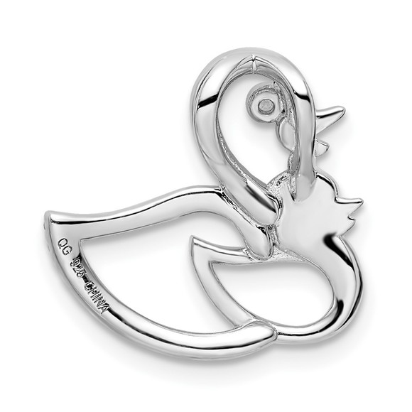 925 Sterling Silver Mini Animal Bird Rhodium-plated CZ Gold-tone Duck Slide - Picture 4 of 4